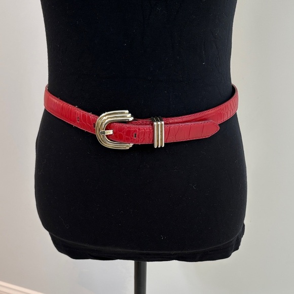 Liz Claiborne Accessories - Liz Claiborne Vintage Leather Red Belt with Gold Buckle Women Large
